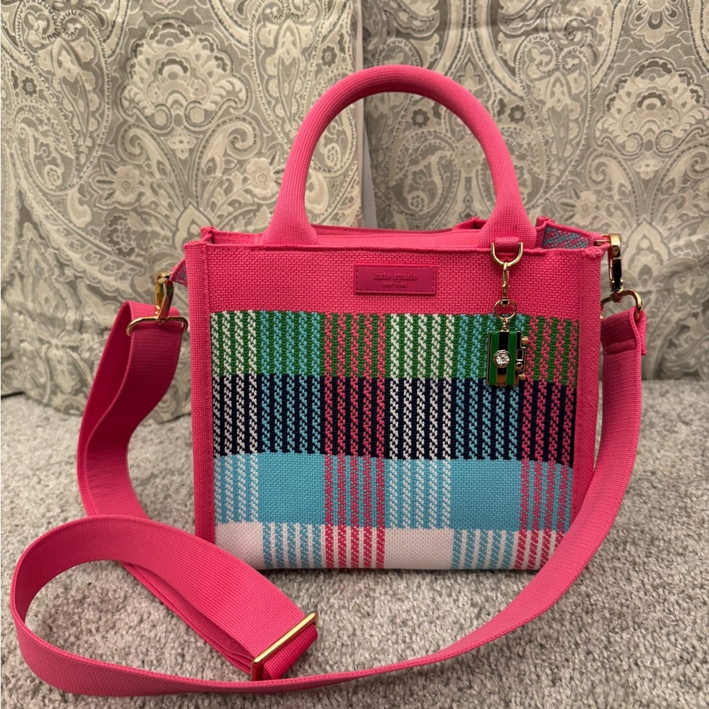 Kate Spade Plaid Handbag with Camera Charm